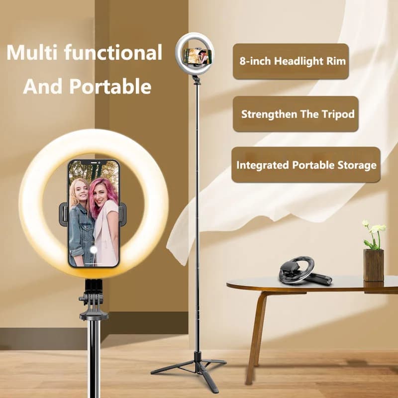 Staffa da pavimento Bluetooth per selfie stick da 1,58 M per luce di riempimento Supporto telescopico per trasmissione in diretta allungata Bastone selfie multifunzione