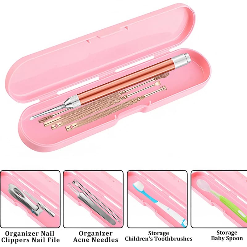 Rectangular Portable Container for Nail Art Tools from 1/8 Pieces, Empty Box for Pliers, Tronchesines, Pens, Nail Files and Buffer Polishers in Plastic