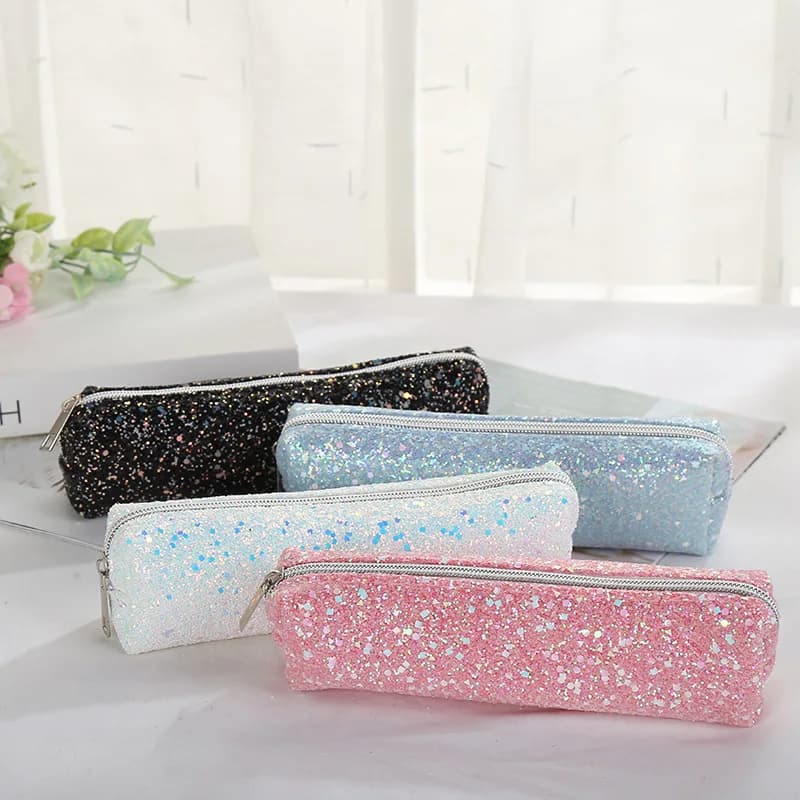 Astuccio per matite glitter kawaii Astuccio per matite Astuccio per matite Astuccio per matite Forniture di cancelleria Borsa per trucco con paillettes Borsa per cosmetici