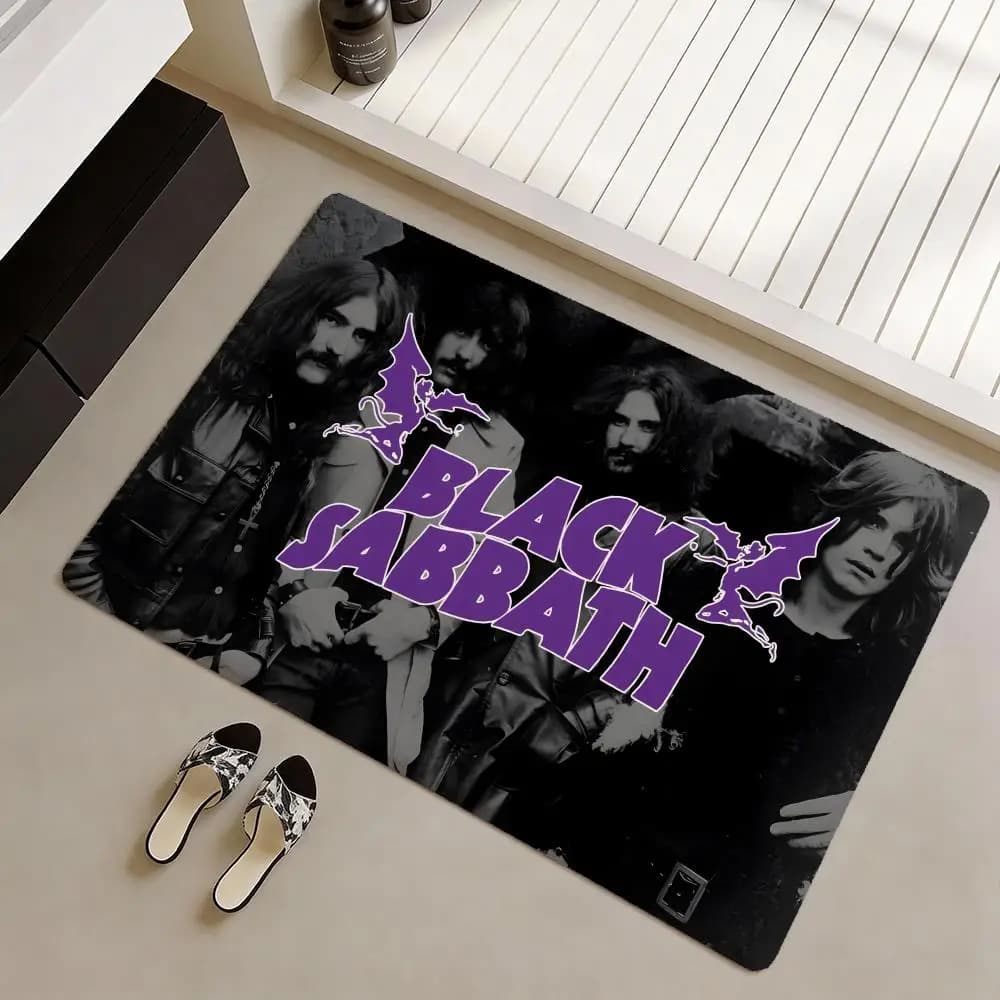 B-Black S-Sabbath rock band flannel soft door pad - thickened carpet for home and living room furniture