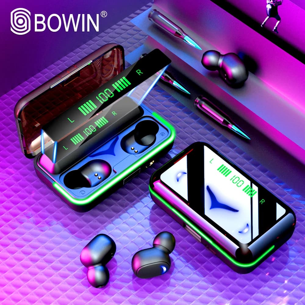 BOWIN NEW TWS E10 Wireless Bluetooth Headset Stereo Gaming Sport Music Min Headset microphone headset to connect to the Smartphone
