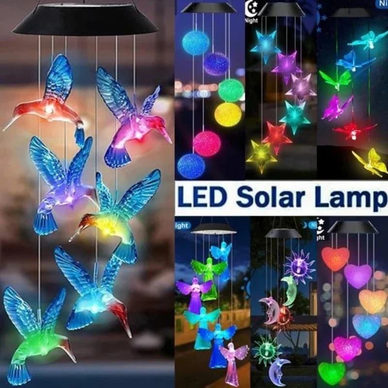 Solar Wind Chime Light Solar Outdoor Decoration Lights Waterproof LED Wind Chime Solar Light for Garden Patio Holiday Decor Gift