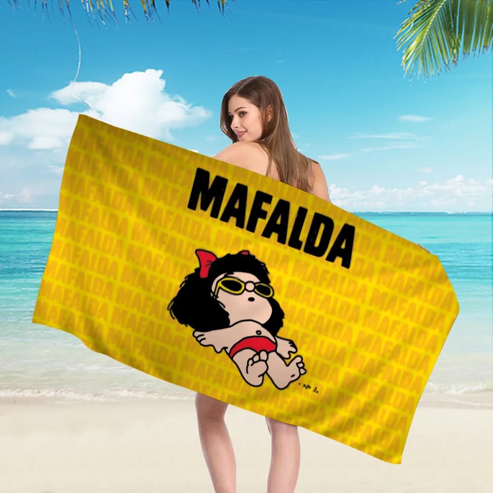 M-mafalda Girl Anime Beach Asciugamano da nuoto Morbido assorbente per il viso Regali per bambini per bambini Viaggi Campeggio Palestra