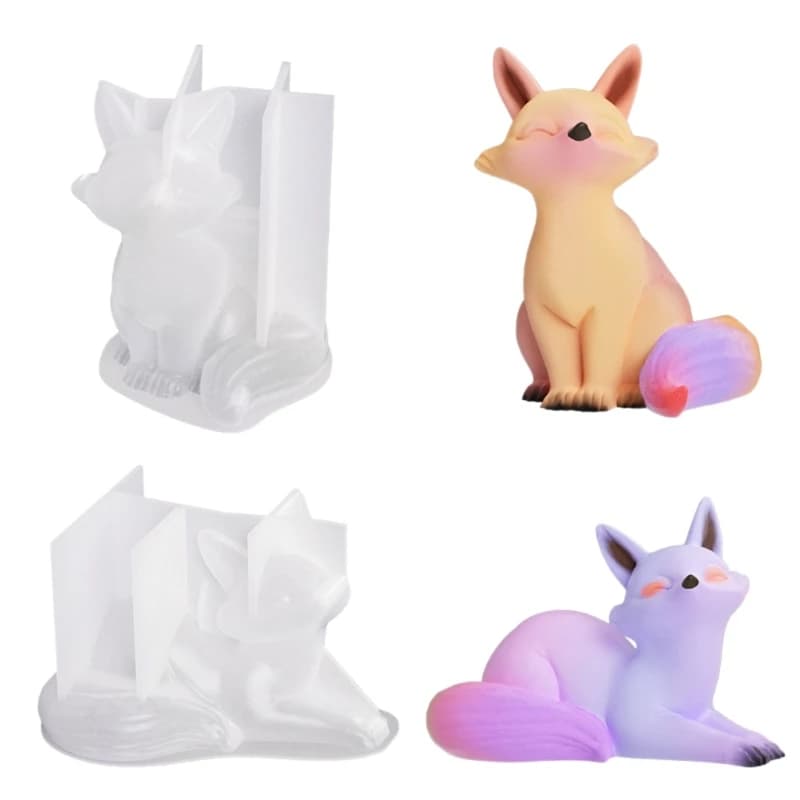 Stampo in resina volpi Stampo in silicone per animali carini Strumento per colata in resina epossidica Stampo in gesso 3D