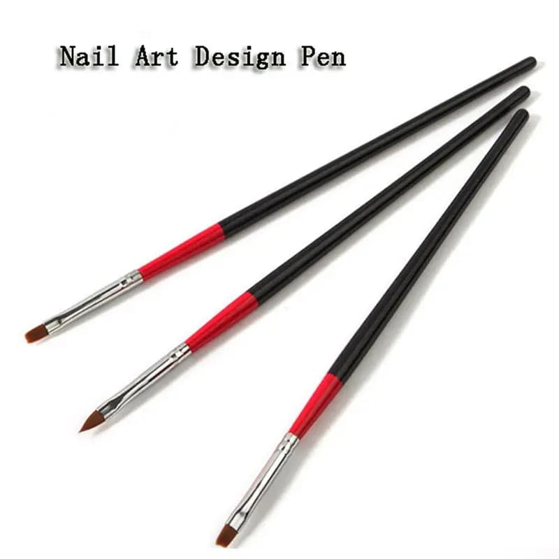 3 pz/set Nail Art pennello bellezza nero + manico rosso Nail Art Design penna pittura punteggiatura penna Set di strumenti per unghie