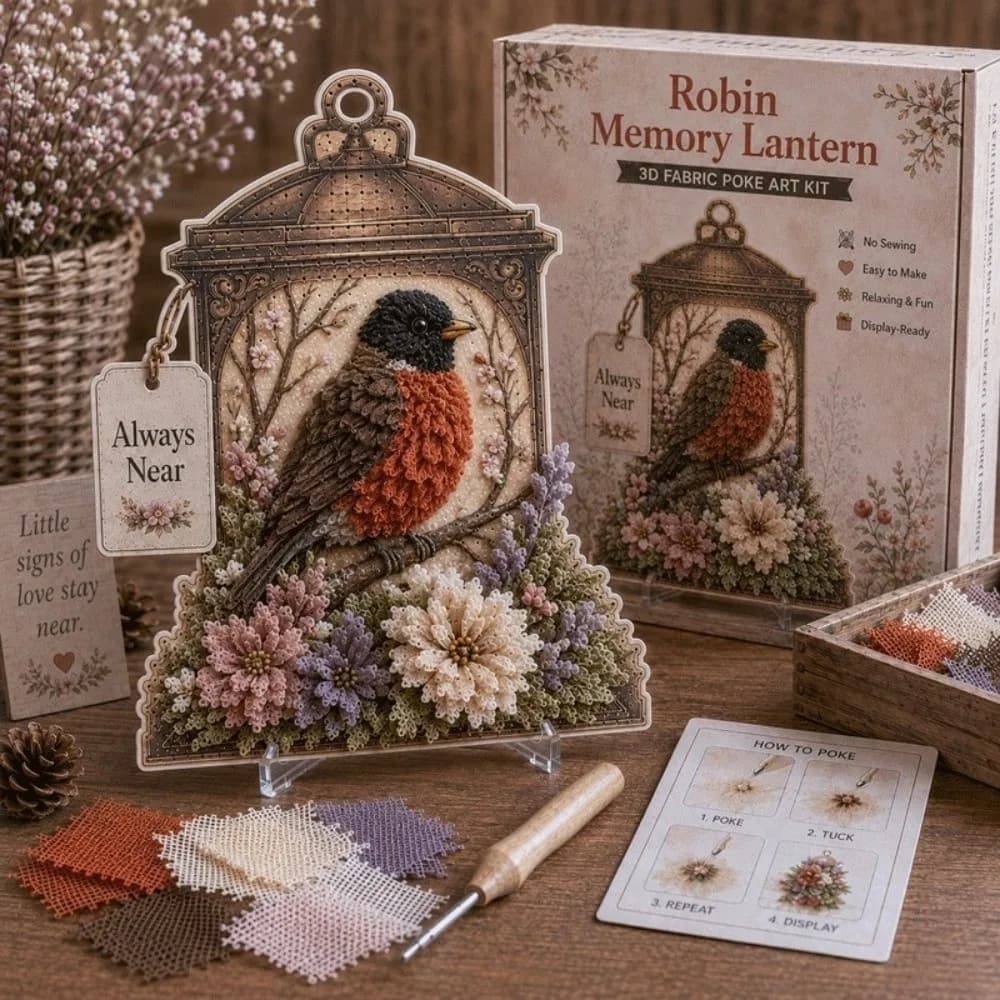 No Sewing Fabric Poke Art Thick Board Colorful Rags Needle Craft Kit Easy Make Pre-Cut Bird Ornament DIY Craft Lovers