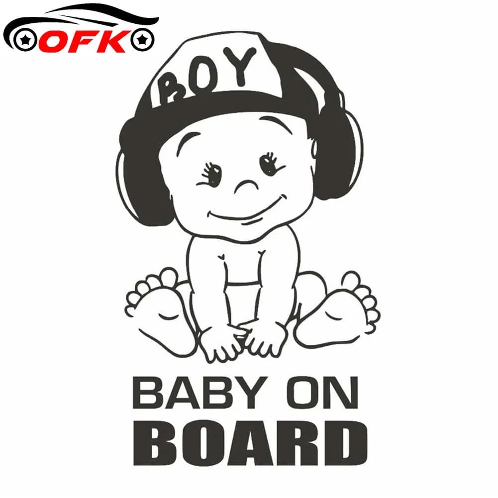 Car Wall decal baby on board funny cute cartoon Cool Boy Design waterproof car window interesting vinyl decal, 12cm * 18cm