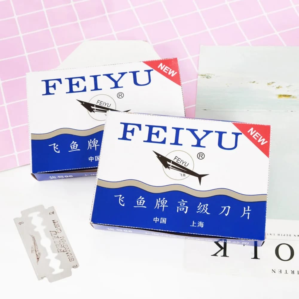 50 pcs Stainless Steel Double Edge Satin Blade Men Shaving Blade Professional Barbiere Satin Trimmer Tool