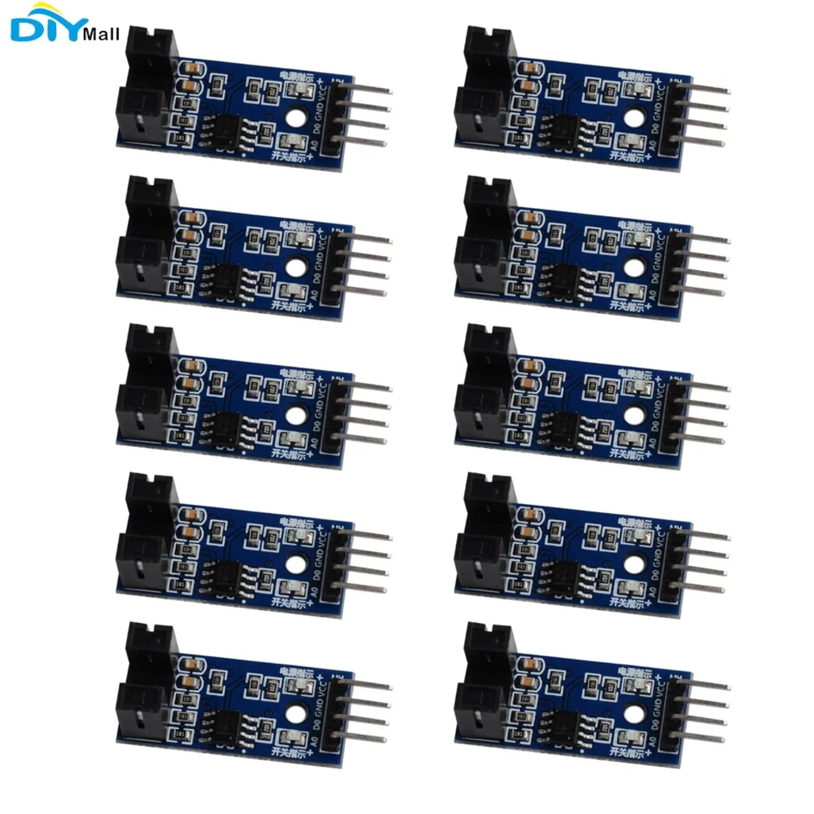 10pcs/lot LM393 Slot-type 4Pin Optocoupler Speed Sensor Measuring Module for Arduino Raspberry Pi