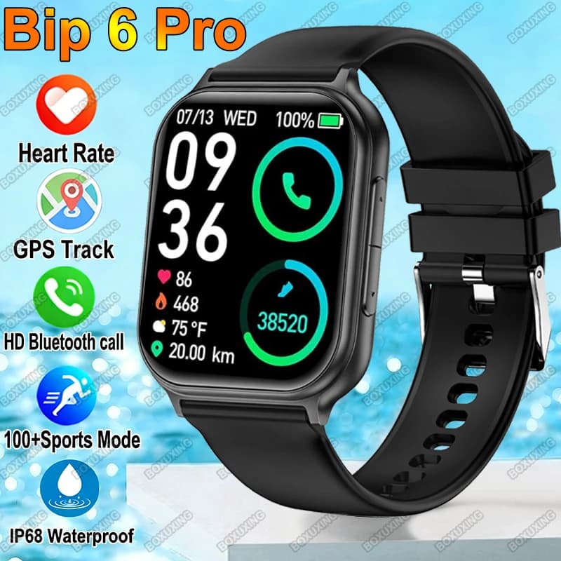 Smartwatch Bip 6 Pro con Batteria da 700 mAh, per Sport all'Aperto, Fitness, Uomo e Donna, Monitoraggio Frequenza Cardiaca, GPS, Impermeabile IP68, Chiamate BT