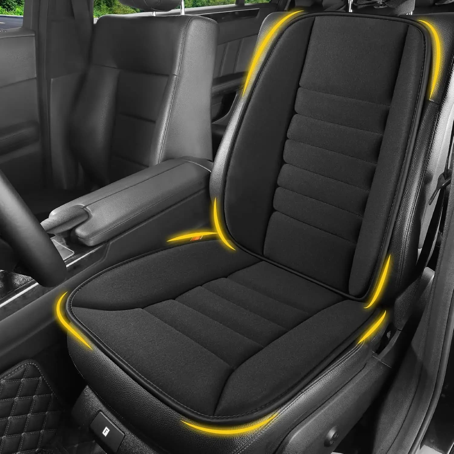 Cuscino per Sedile Auto con Supporto Lombare, Cuscino in Memory Foam per Alleviare il Dolore Sciatico, Imbottitura per Auto, Camion, SUV - Nero
