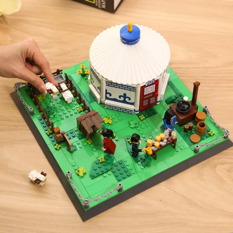 Set di Costruzioni Creative Yurte Mongole Cinesi, Modelli di Architettura Culturale Mongola, Mattoncini Educativi