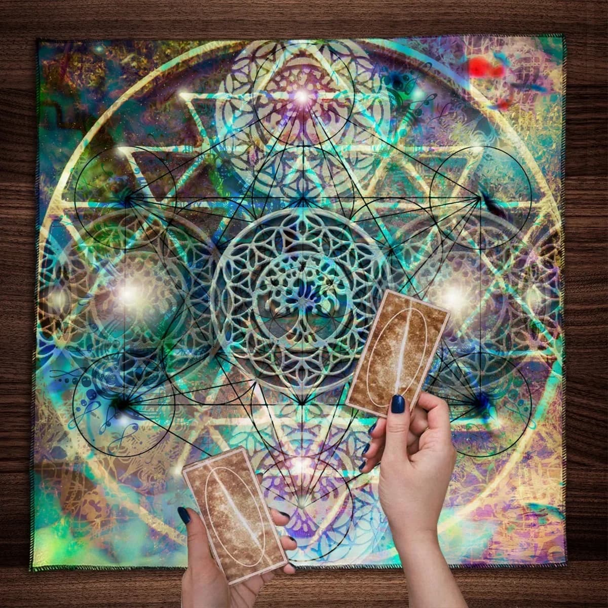 Colorato geometria astratta tarocchi tovaglia altare panno tarocchi diffusione panno spirituale Oracle Card Pad Pagan Oracle tarocchi Mat