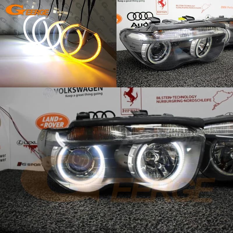 Per BMW Serie 7 E65 E66 2002 2003 2004 2005 Ultra Luminoso A/W Switchback Luce diurna Indicatori di direzione SMD LED Angel Eyes Kit Halo Anelli