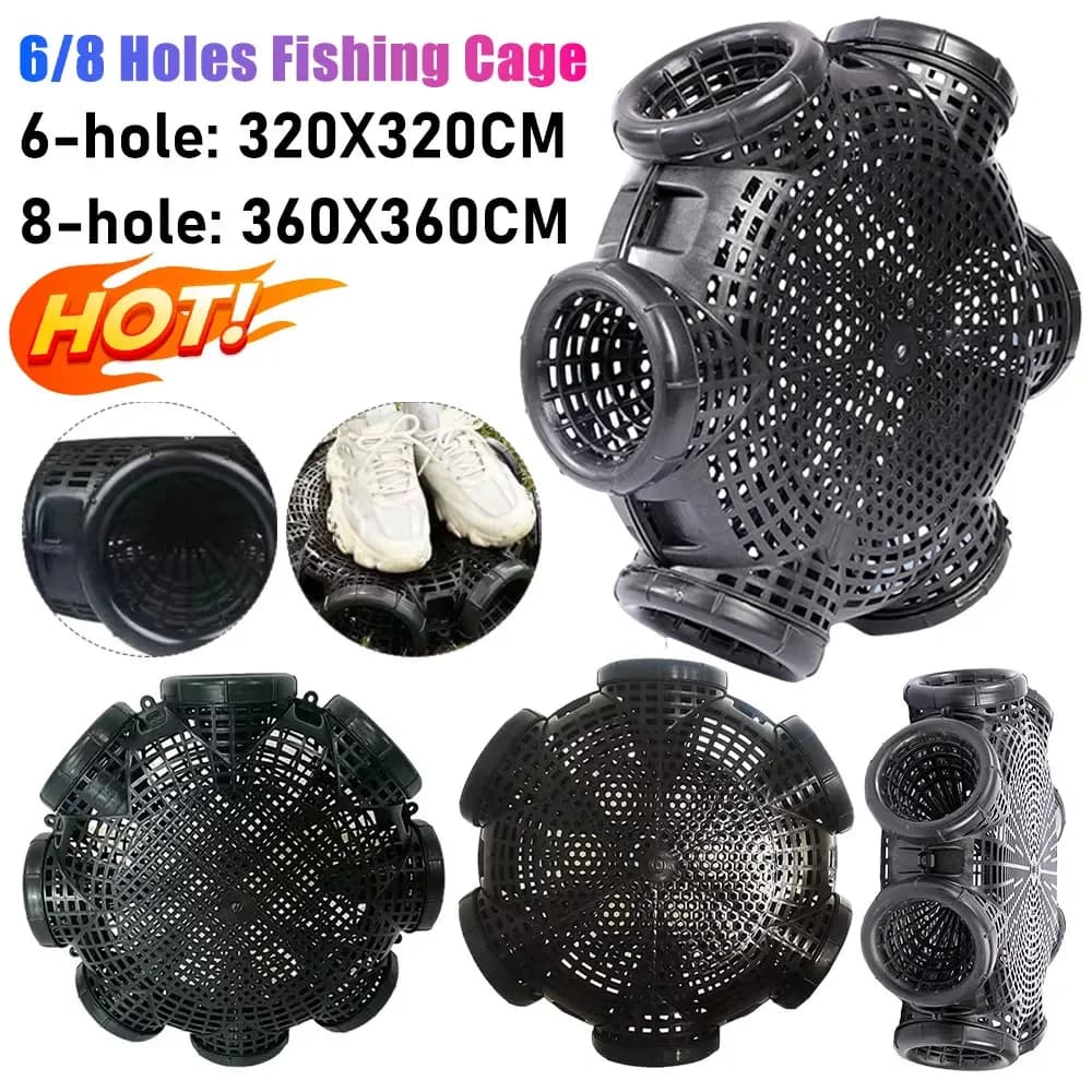 6/8 Holes Fishing Cage Loach Lobster Trap Meshs Escape-Proof Crayfish Catcher Crayfish Shrimp Smelt Eels Traps Mesh Fishing Net