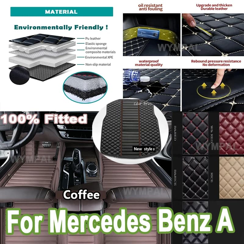 Luxury anti-sports car mats for Mercedes Benz Class A W177 2019 ~ 2021 Non-slip carpets Dirt resistant car accessories