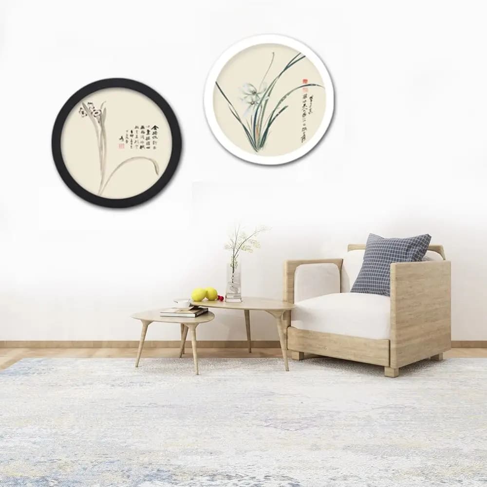 Fashion Wooden Round Picture Frames Wall Mounted DIY Round Photo Frame Nail Art Jewelry Decor Earrings Necklace Display Rack
