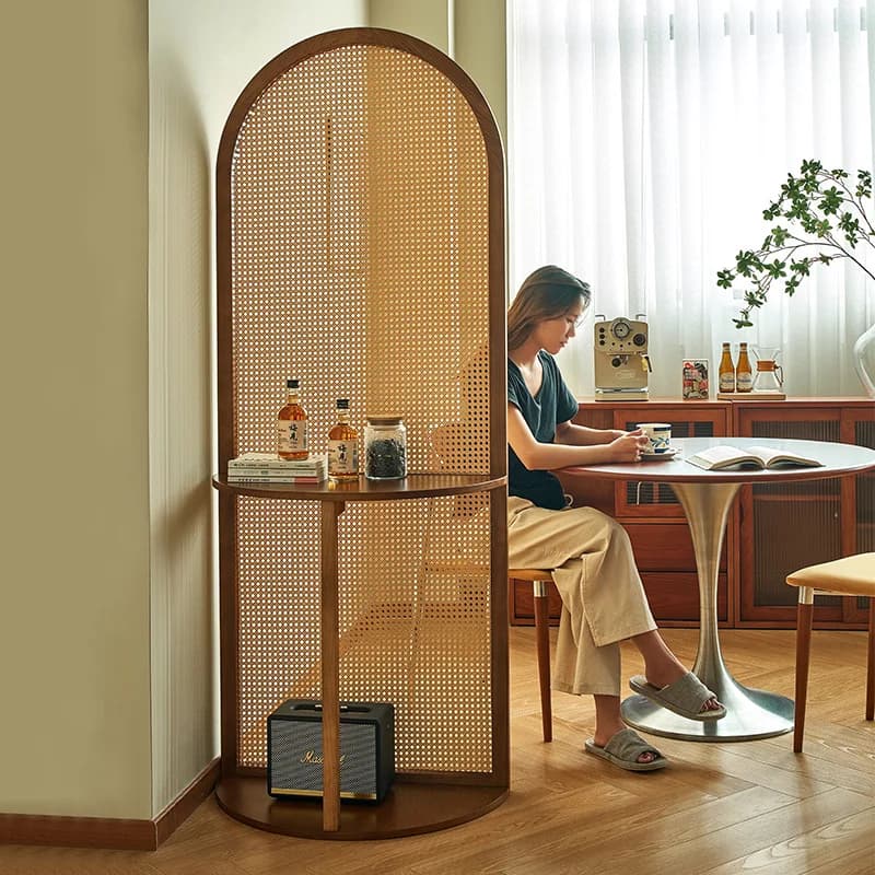 divisorio per schermo d'ingresso, ingresso per mensola per porta intrecciata in rattan in legno massello del soggiorno per bloccare la porta, semplice e moderna
