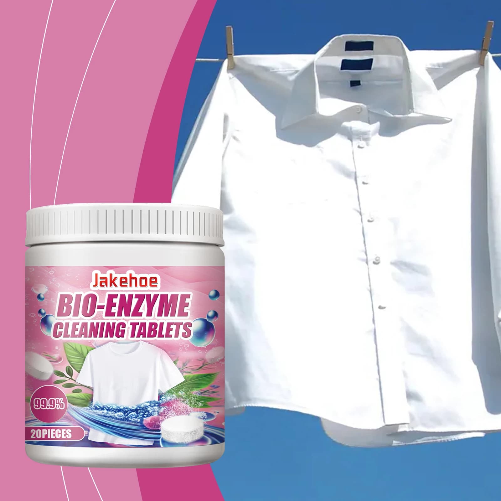 Effervescent tablets to remove Jakehoe clothing stains for domestic clothing stains, fragrance retention and cleaning