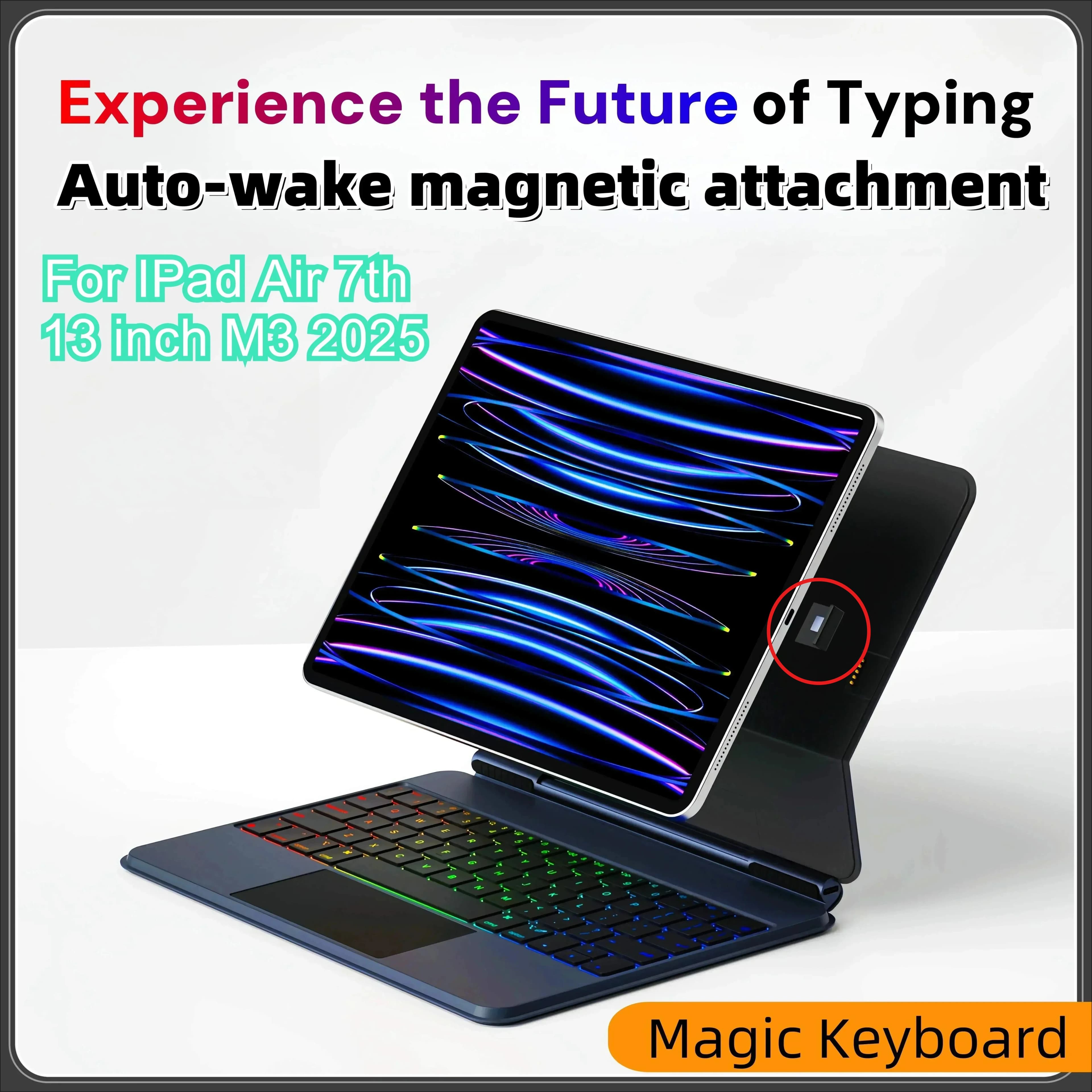 NEW Magic Keyboard Case Smart Plug & Play for IPad 2025 Air7 M3 Pro 11 M4 Air 6/5/4 11 Official multi-touch cover for 13 inch touchpad