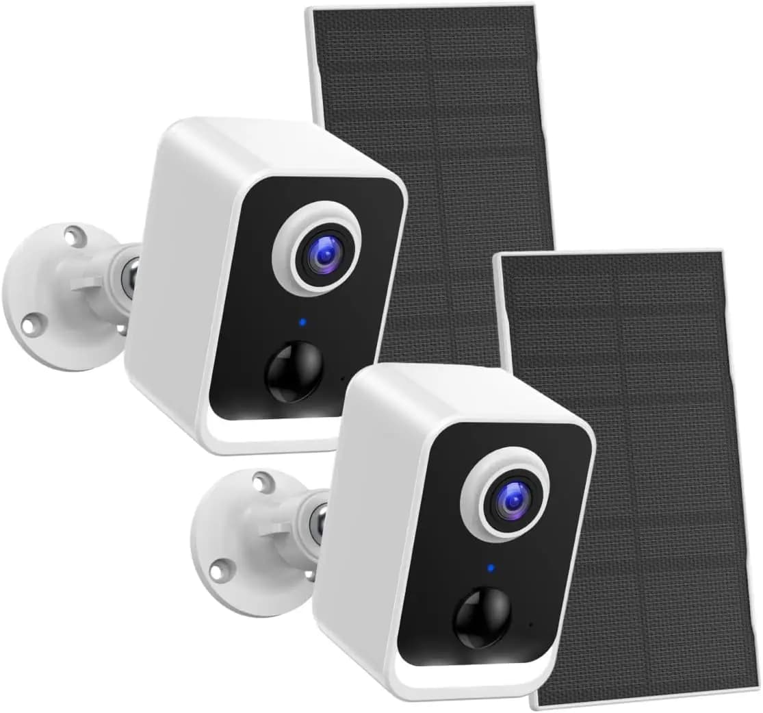Telecamera di sicurezza per esterni ad energia solare con visione notturna a colori 1080P, sensore di movimento e audio bidirezionale