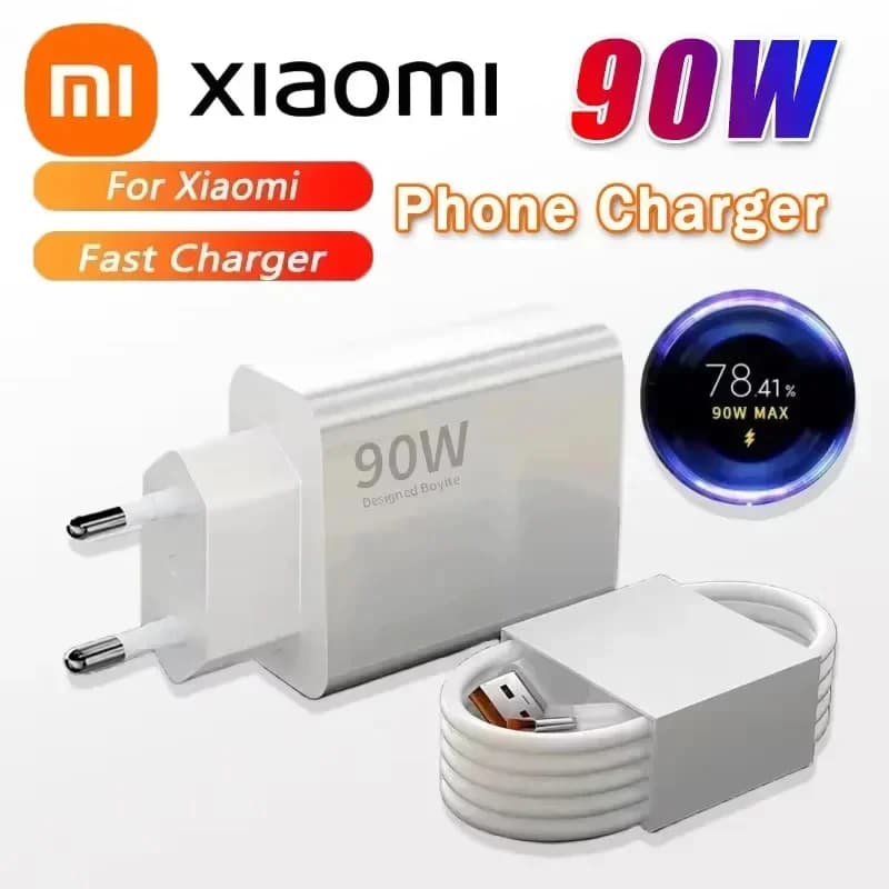 Caricabatterie Originale Xiaomi 90W Turbo, Adattatore di Ricarica Rapida con Cavo USB Tipo C per Redmi Note 13 14 Pro Mi 15 14 Ultra