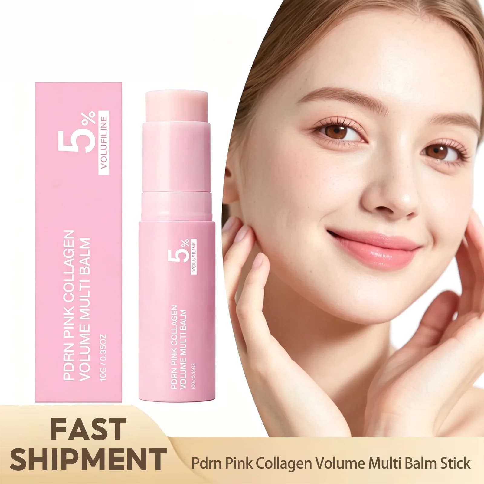 Pdrn Pink Collagen Volume Multi Balm Stick 5% Volufiline Moisturizing Firming Skin Portable Multi‑Use Balm For Face Neck Lips
