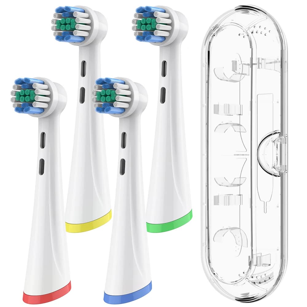 Custodia da viaggio trasparente per spazzolino con set di 4 testine di ricambio compatibili con lo spazzolino elettrico Oral B iO 2/3/4/5/6/7/8/9/10