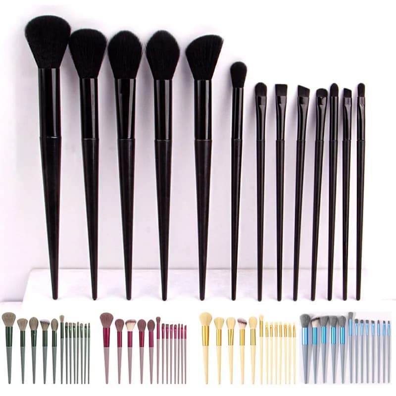 Set di 13 Pennelli da Trucco Portatili, Kit da Viaggio per Fondotinta, Cipria, Ombretto e Sfumatura