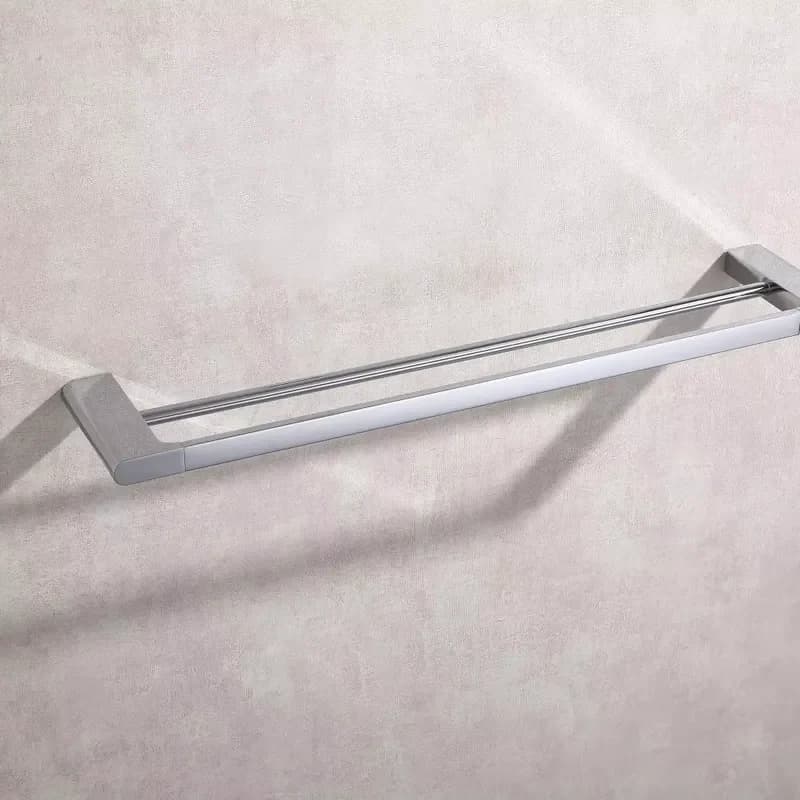 Modern Bathroom Hardware Wall Mounted Towel Bar Double Layer Bath Towel Holder Chrome Finish Brass