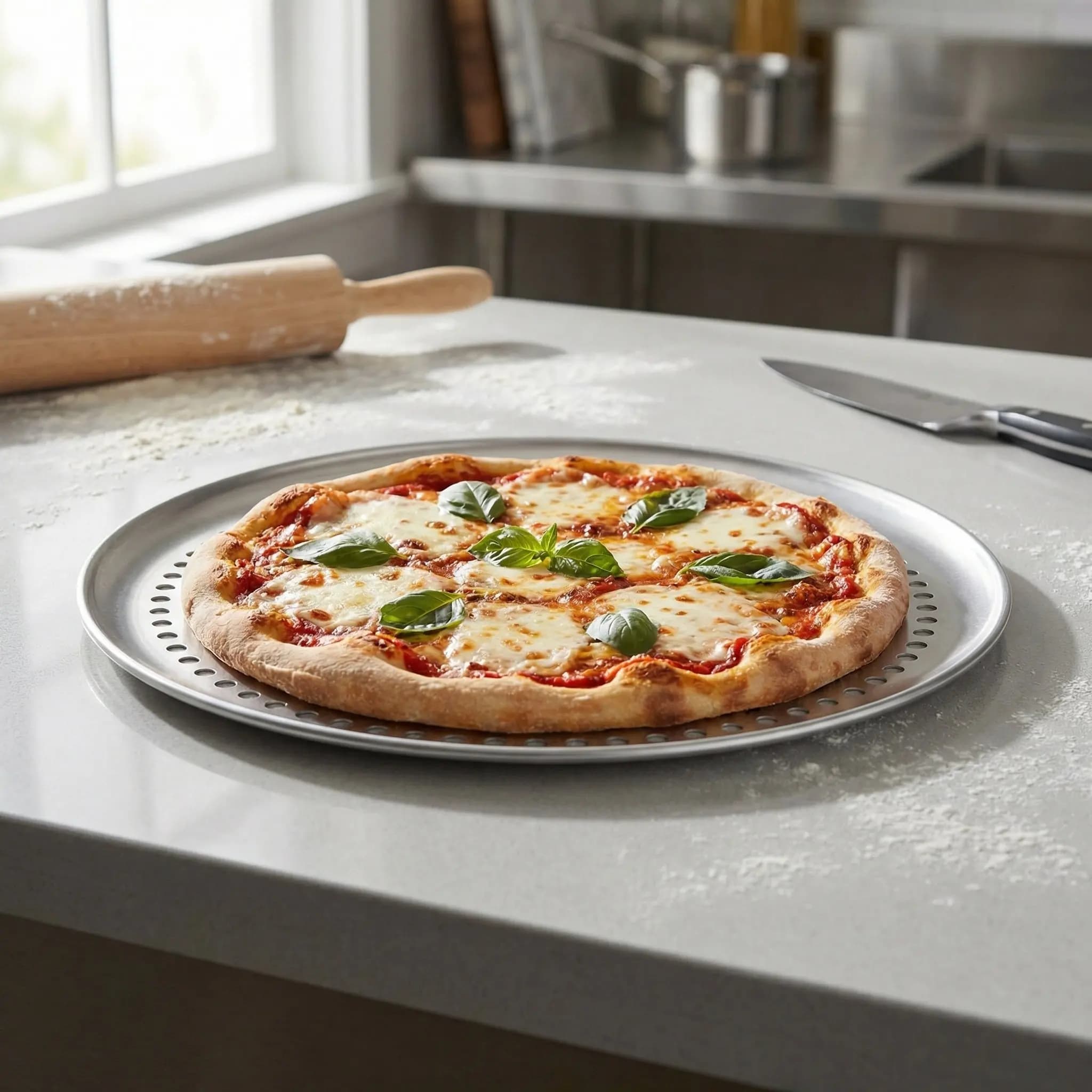 Teglia per Pizza in Lega di Alluminio Forata, Vassoio da Forno Domestico Antiaderente, Utensile per Cottura con Distribuzione Uniforme del Calore