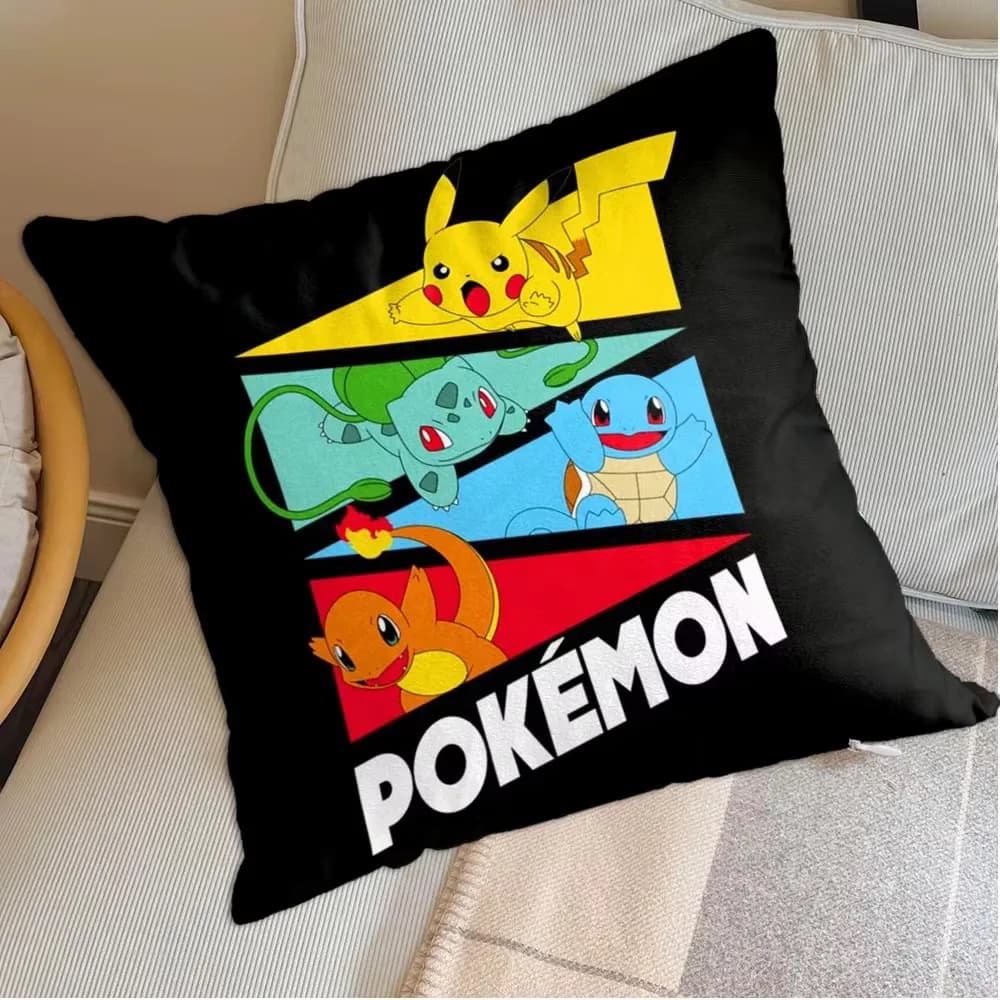 Fodera per cuscino a doppia faccia con cartoni animati P-Pokemon, fodera per cuscino decorativa quadrata per soggiorno, divano, camera da letto, decorazioni per la casa, regalo