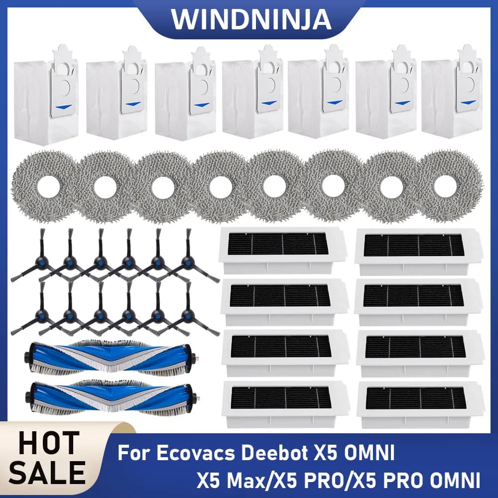 Per Ecovacs Deebot X5 Pro/X5 Pro OMNI/X5 OMNI/X5 Max Robot Aspirapolvere Mop Panni Spazzola Laterale Principale Filtro Hepa Sacchetti Per La Polvere Parti