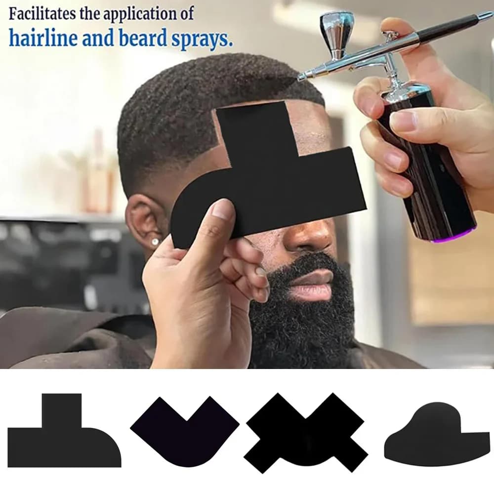 Set da 4 Pezzi: Kit di Strumenti per Modellare Barba e Capelli, Guida per Linea di Crescita, Strumento Perfetto per Stilizzare e Definire i Contorni, per Barbiere