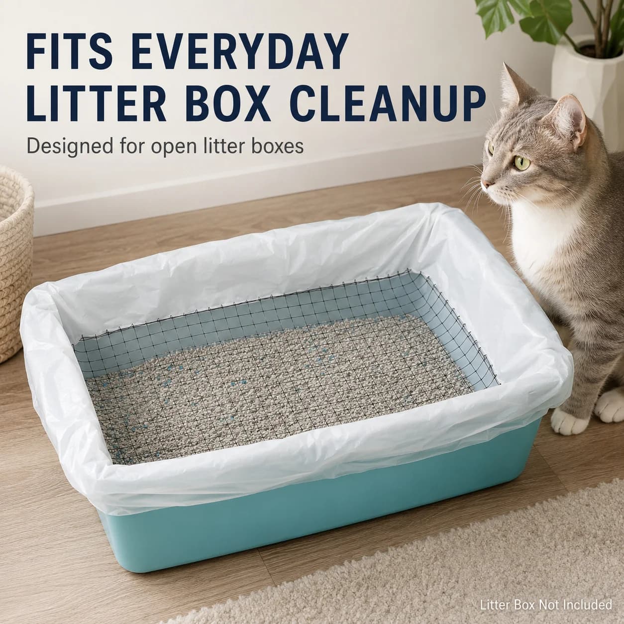 Disposable Cat Litter Box Sifting Liners, Mesh Filter Waste Bags for Easy No-Scoop Kitty Litter Cleanup, M/L Replacement Liners
