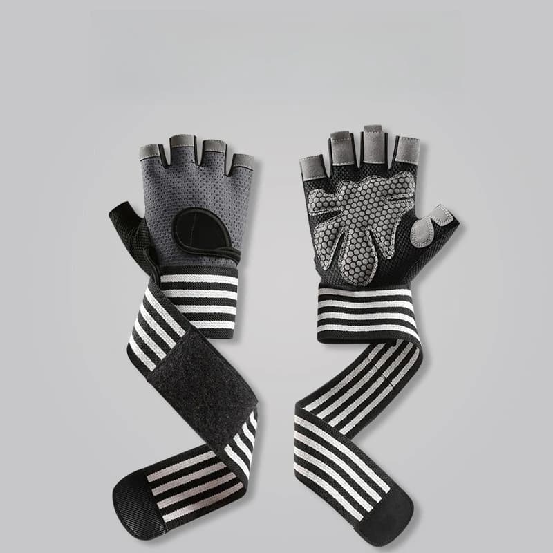 Guanti da Palestra Traspiranti Antiscivolo - Design Unisex Mezze Dita con Protezione Polso per Sollevamento Pesi, Manubri e Ciclismo