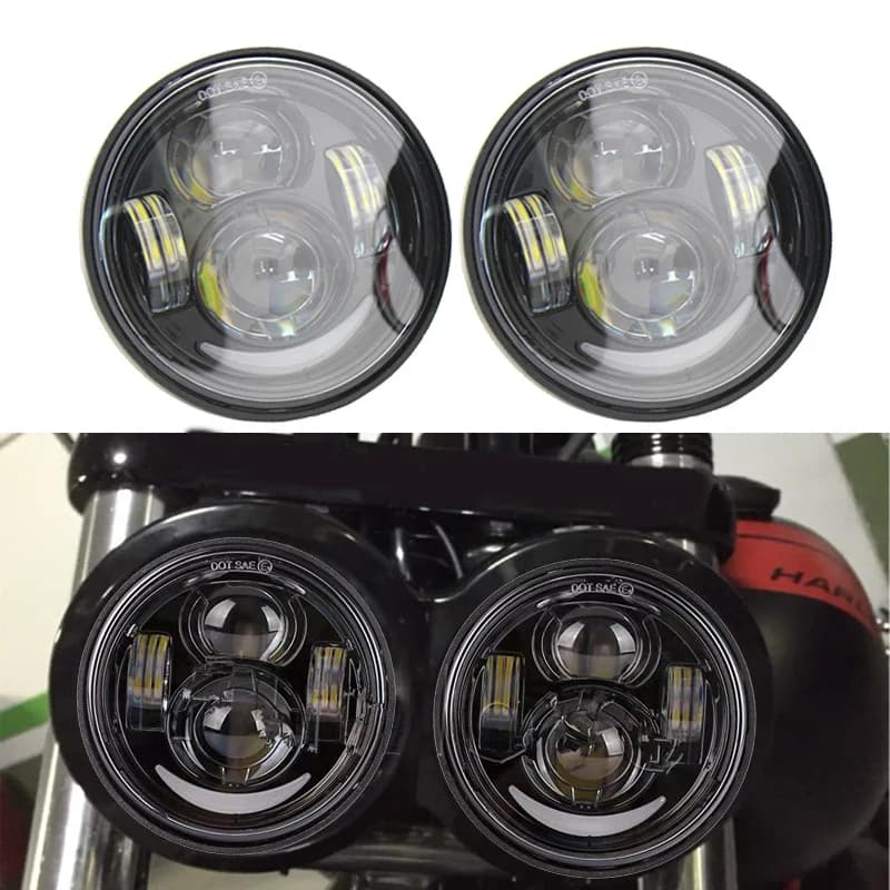 Faro a Led H4 da 4.65 pollici per moto Harley FXDF per Harley Dyna Fat Bob 4.5 "doppio faro fari a doppio LED con DRL