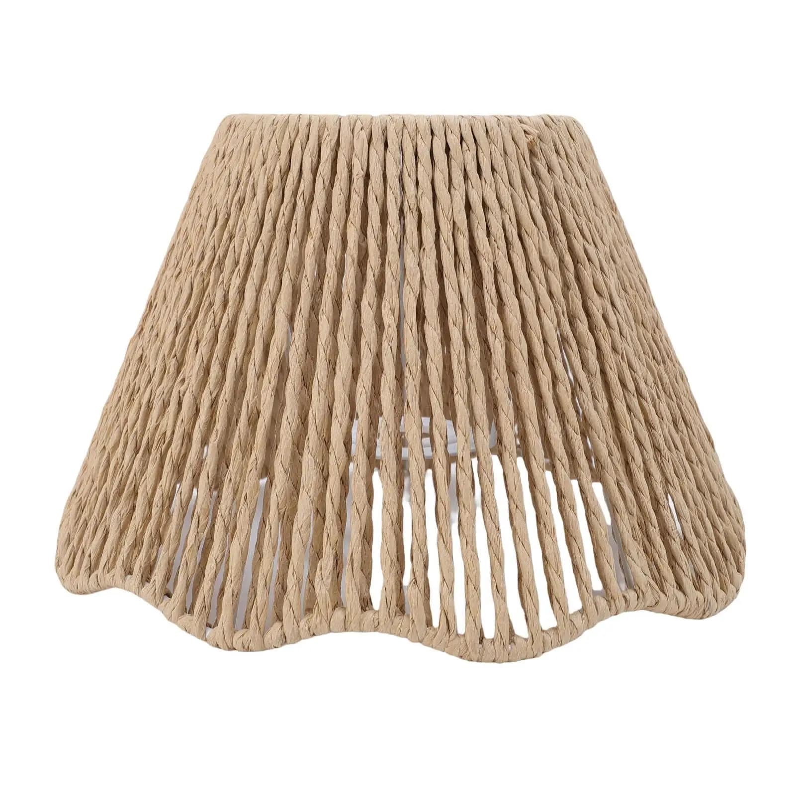 Rope Woven Desk Lampshade E27 E14 Decorative Waving Hem Lamp Shade for Kitchen Bedroom Cafe