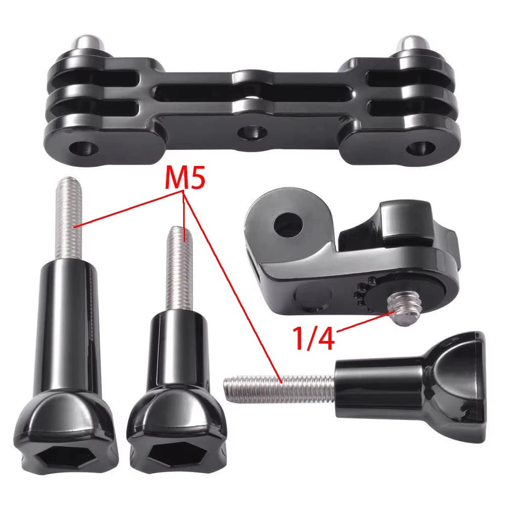 Support with double bracket long and straight + adapter mini coupling DV + screws for GoPro Hero 3/3+/4/5 Action Camera OS834