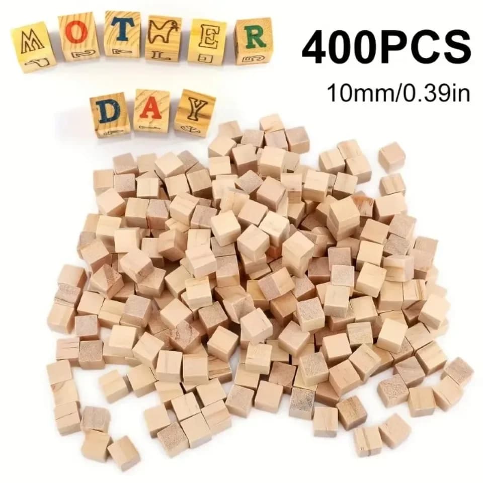 400 pezzi di piccoli cubi di legno 1X1 cm (0,4X0,4 pollici) cubi di legno-blocco di pino naturale-per fai da te