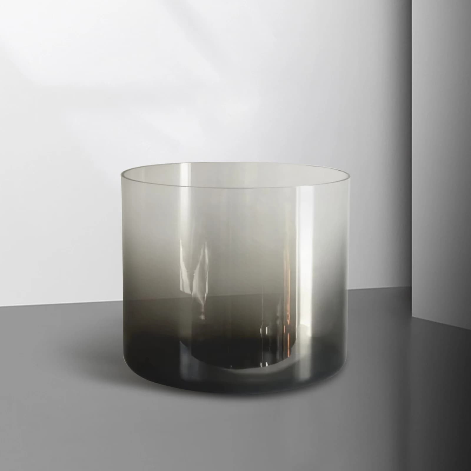 Hey-eun 7inch Black Gradient Alchemy Clear Crystal Singing Bowl with Rubber Mallet and O-ring