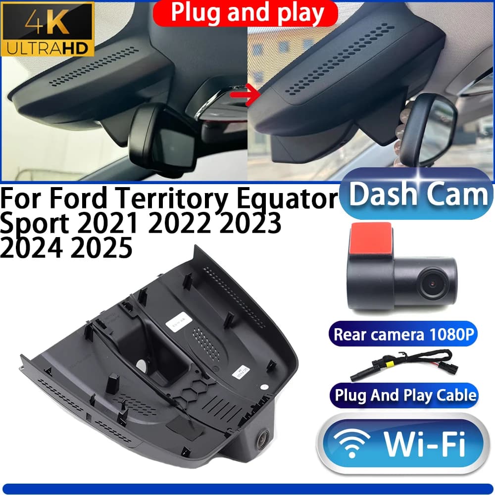 For Ford Territory Equator Sport 2021 2022 2023 2024 2025 Dash Cam Camera DVR 4K 2160P UHD Wifi Plug And Play Video Recorder