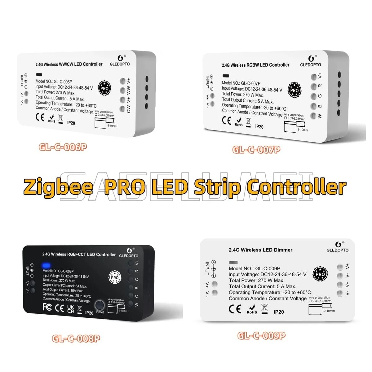 Smart LED Strip Zigbee 3.0 GLEDOPTO RGBCCT Pro compatible with Hub Tuya SmartThings App 2.4G RF voice remote control