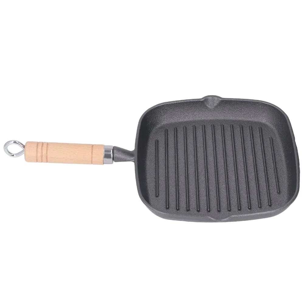 Padella in ghisa antiaderente quadrata per bistecche, multifunzionale, nera, per bistecche, pancetta, cipolle, hamburger e altri tipi di carne.