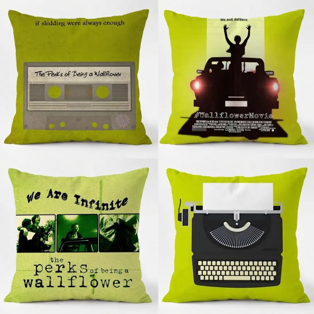 TV Being A Wallflower Cushion Cover Daily Washable Linen Pillowcase Soft for Sofa Bed Home Room Decor