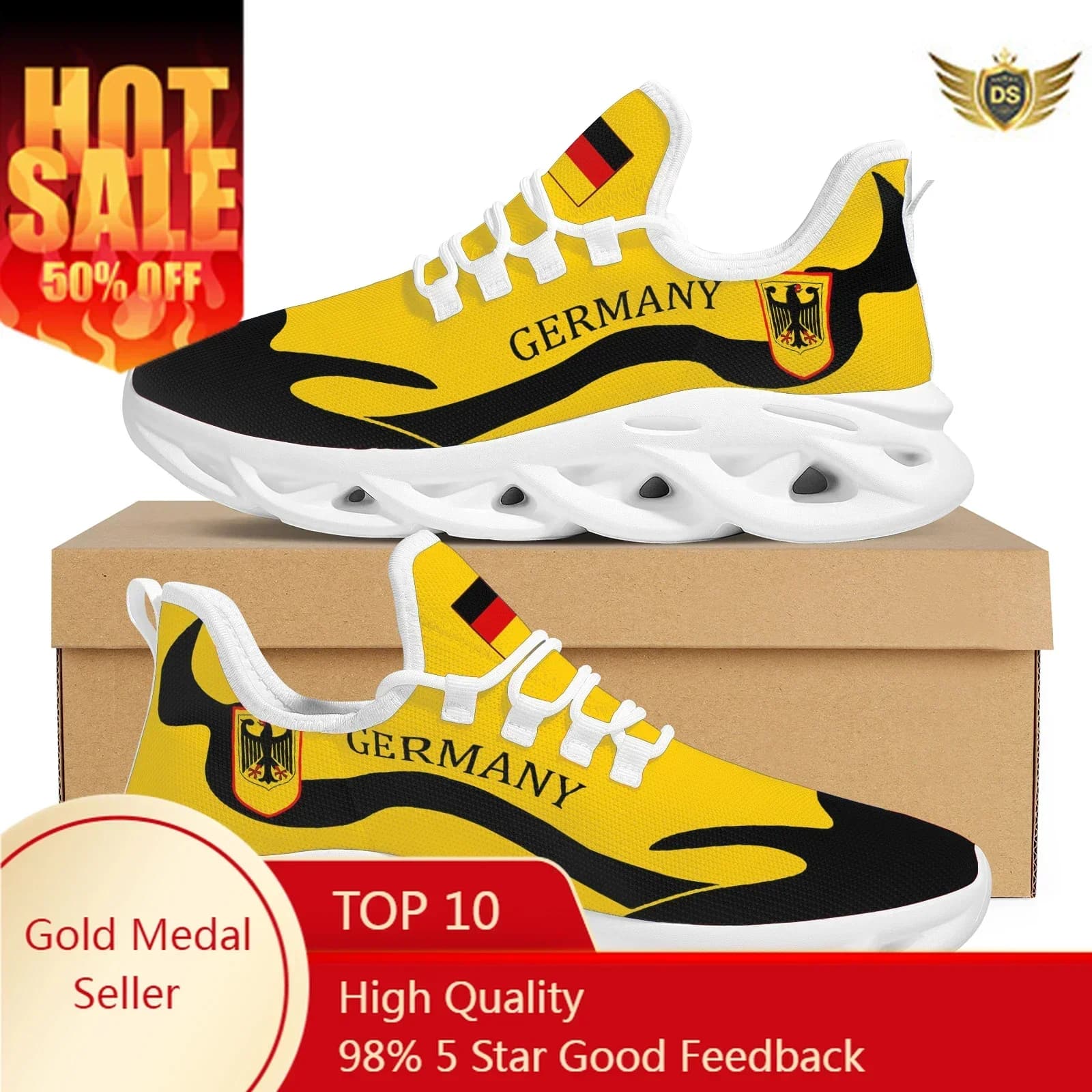 Nuove sneakers con design bandiera tedesca Emblema nazionale russo Stampa Comoda piattaforma Scarpe casual Scarpe stringate antiscivolo per ragazze