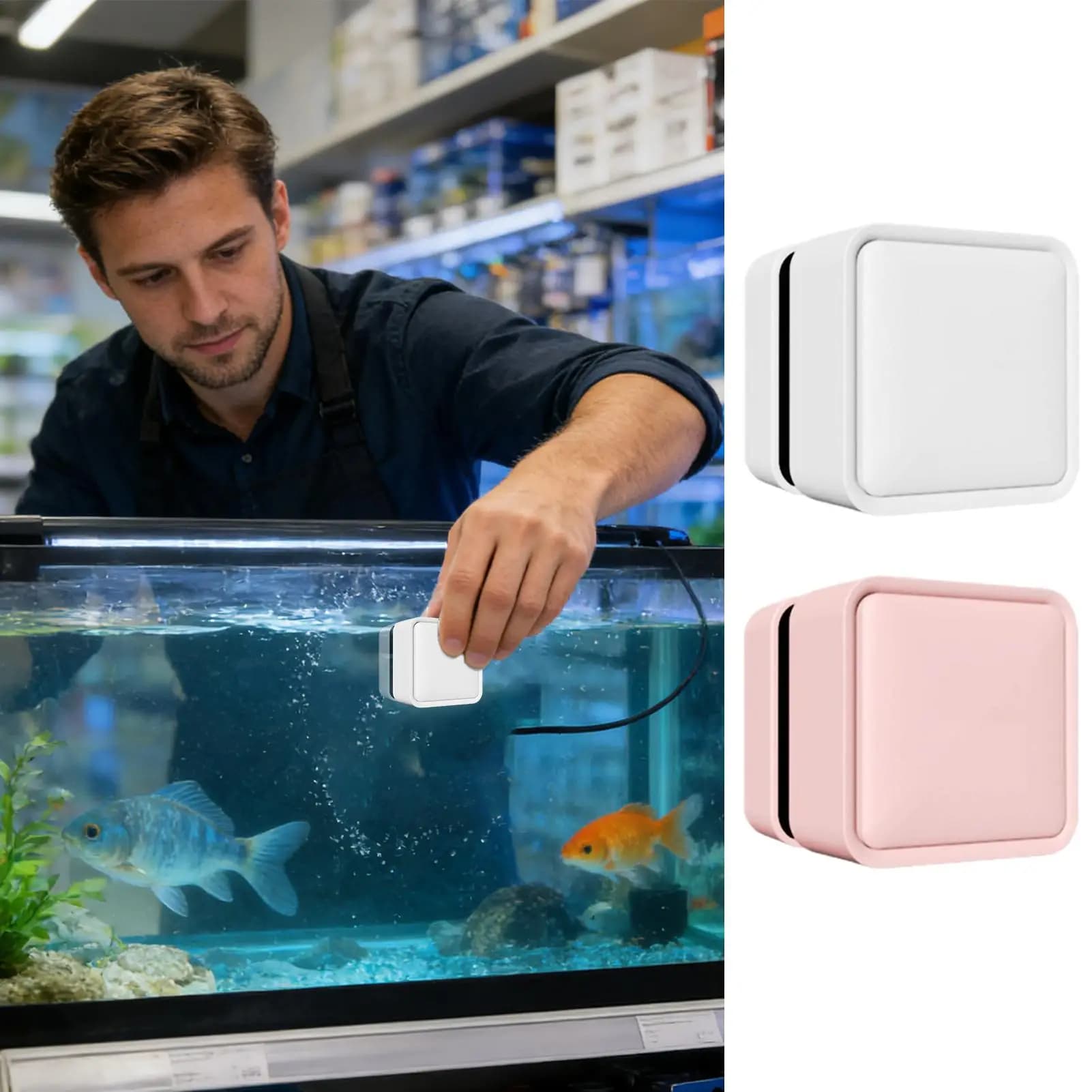 Pulitore Magnetico per Acquario, Raschietto Bifacciale per Vetro e Acrilico, Rimuovi Alghe Galleggiante, Strumento di Pulizia Magnetico