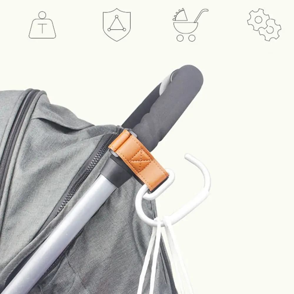 Ganci per passeggino in PU, organizer monocolore per carrozzina, ganci appendiabiti, accessori per passeggino, accessori per passeggino a tema cartone animato, accessori per bicicletta
