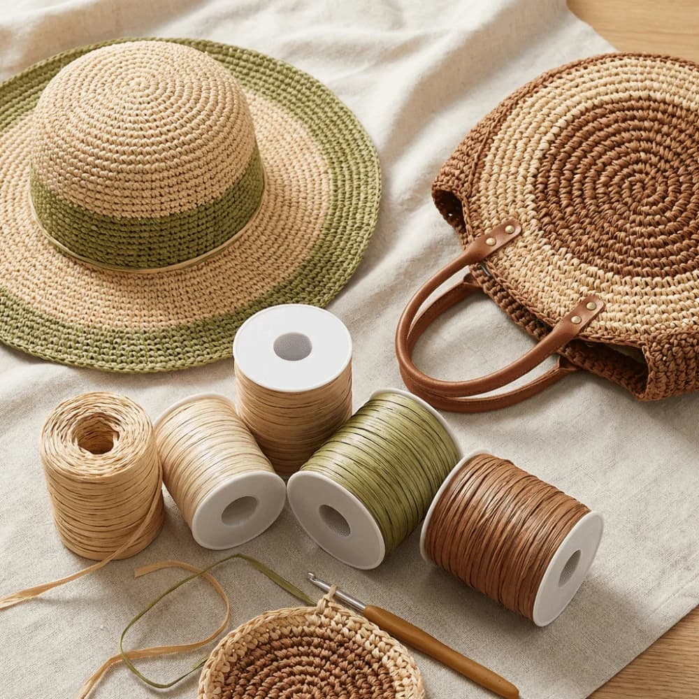 Premium Quality 120M Per Roll Raffia Thread Eco-Friendly Durable Hook Hat Ribbon Weaving Crochet Yarn DIY