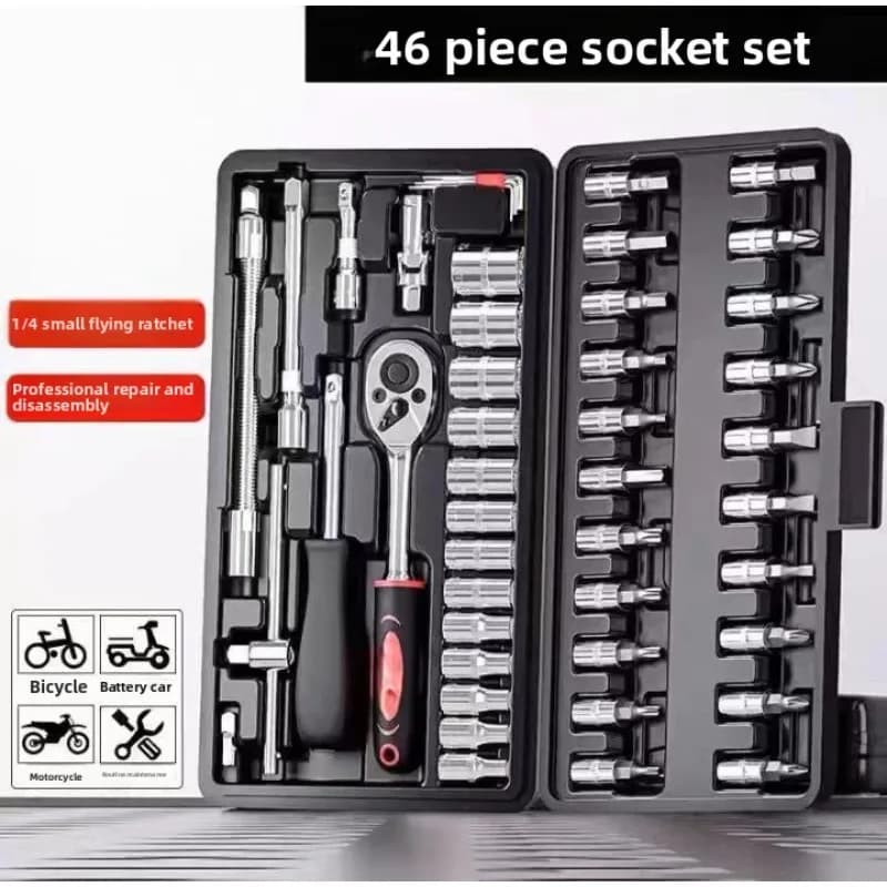 Set di strumenti per riparazioni auto, manicotti per manutenzione auto e moto, combinazioni di strumenti per chiavi a bussola a cricchetto rapide